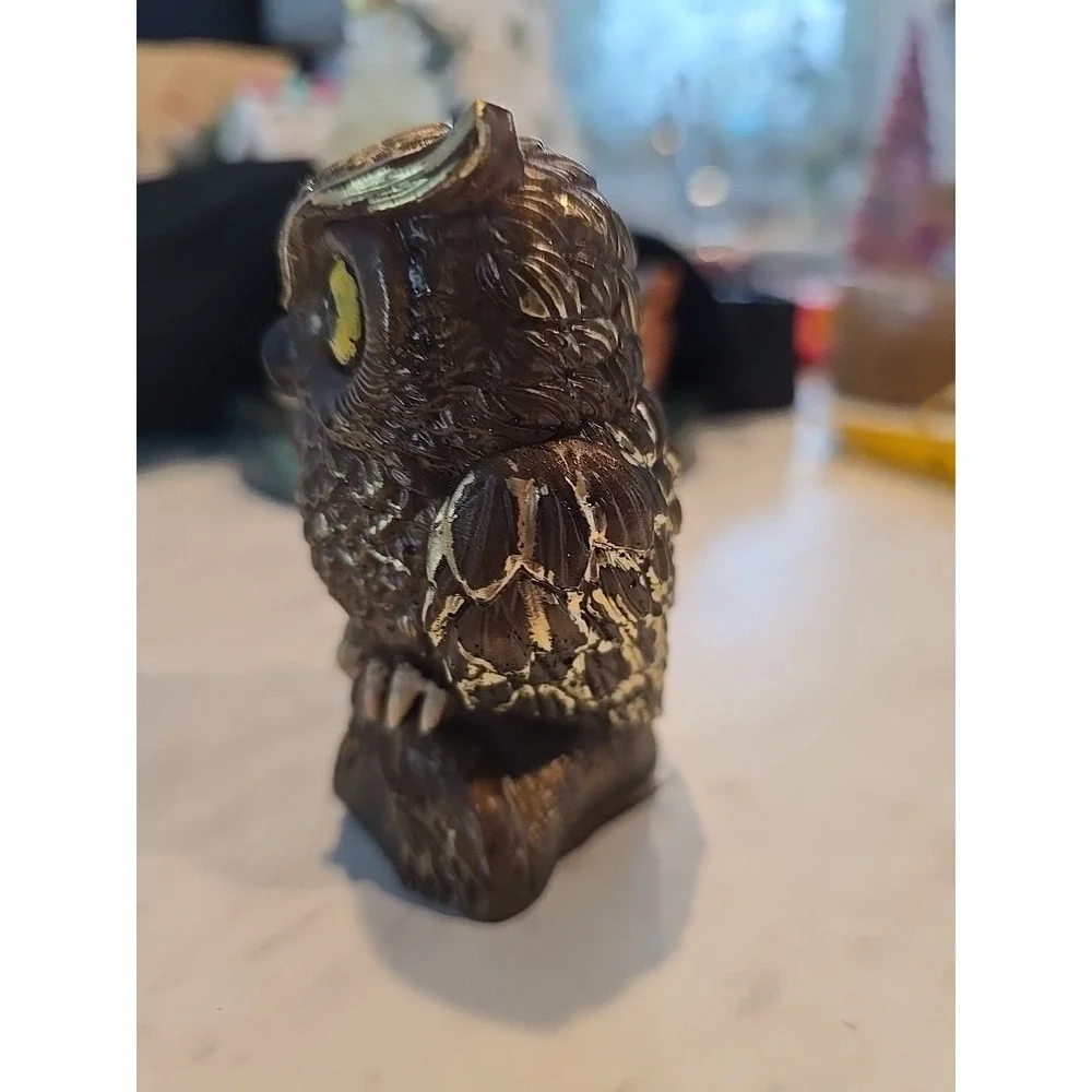 Handmade Resin Brown Gold Owl‎ Gold Decoration Gift 662